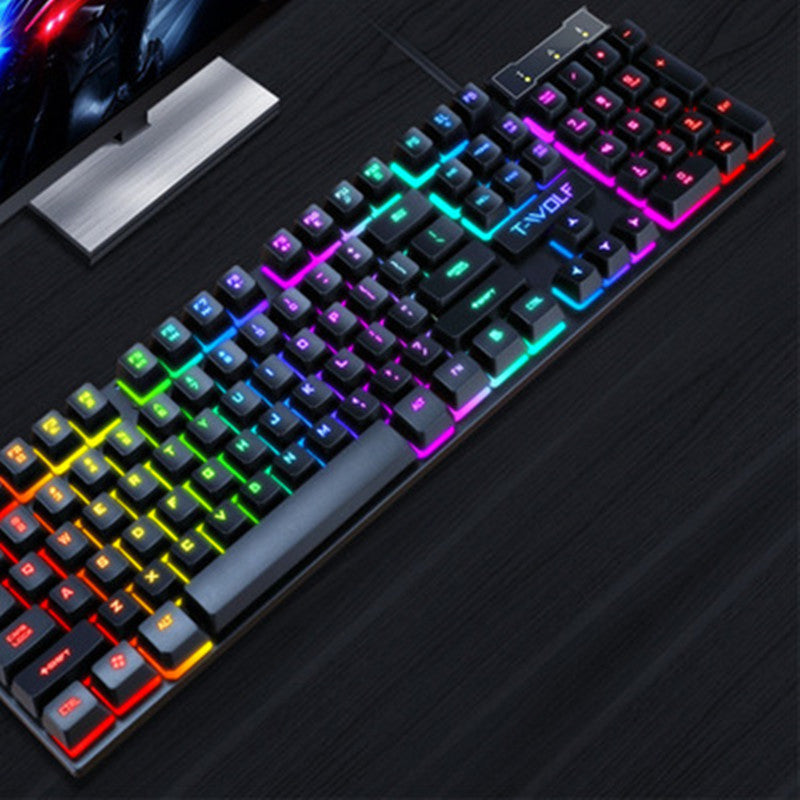 RGB Gaming Keyboard - Wired USB Luminous Mechanical Feel Keyboard for PC